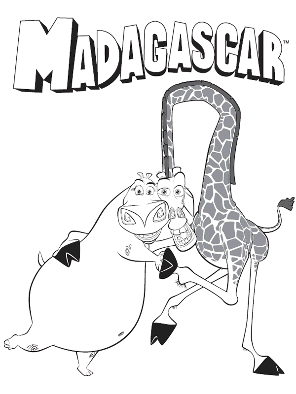 coloriage Madagascar gloria et melman